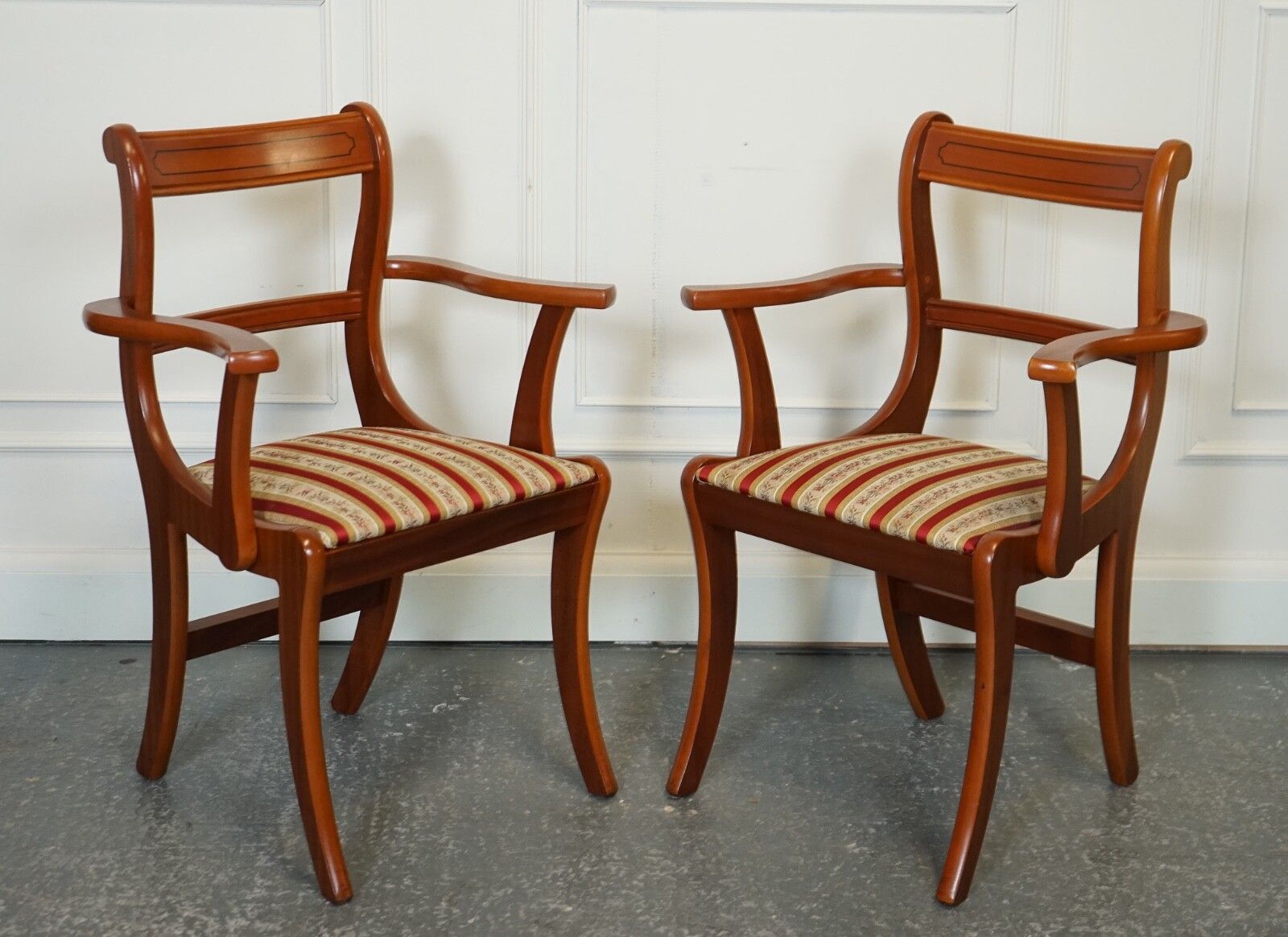 photo buy Vintage Set Of 8 Yew Wood Dining Chairs J1
