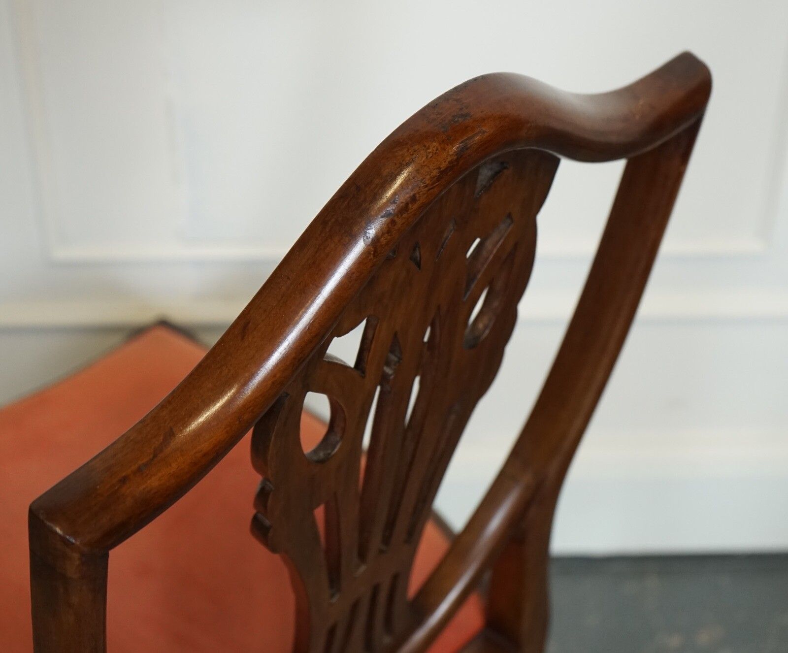 750.0 Lovely Pair Of Victorian Hepplewhite Carver Hallway Side Chairs Feather Filled photo
