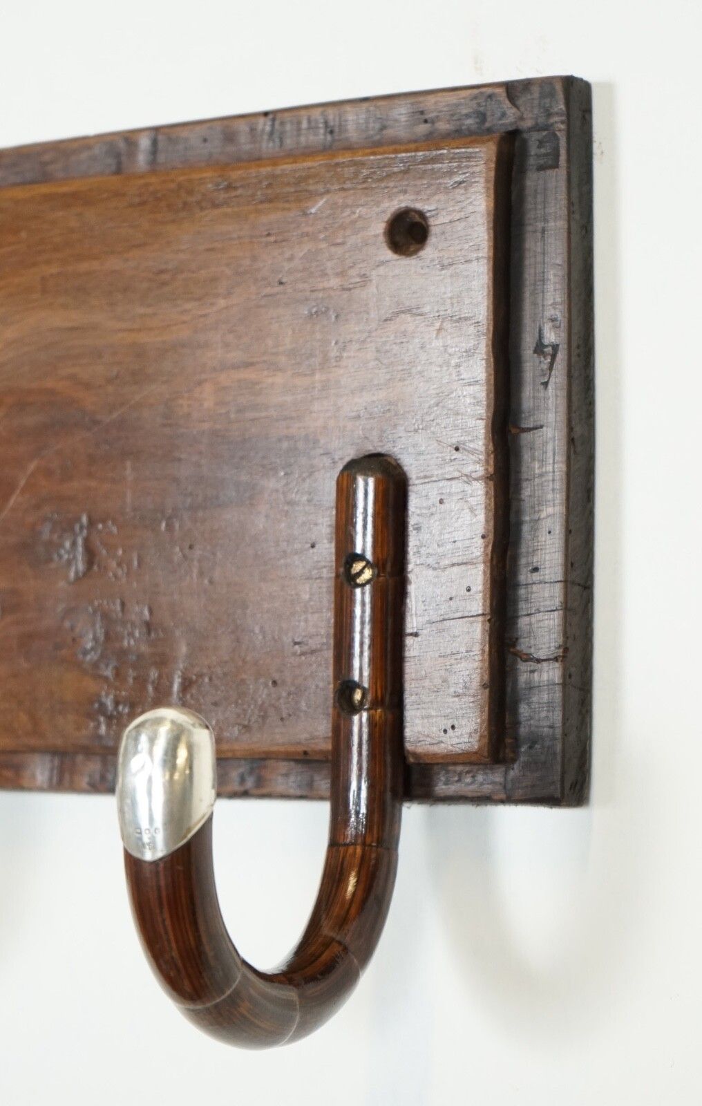 photo for sale Rare Custom Made Art Deco 1920 Sterling Silver Mounted Hat Coat Wall Rack J1