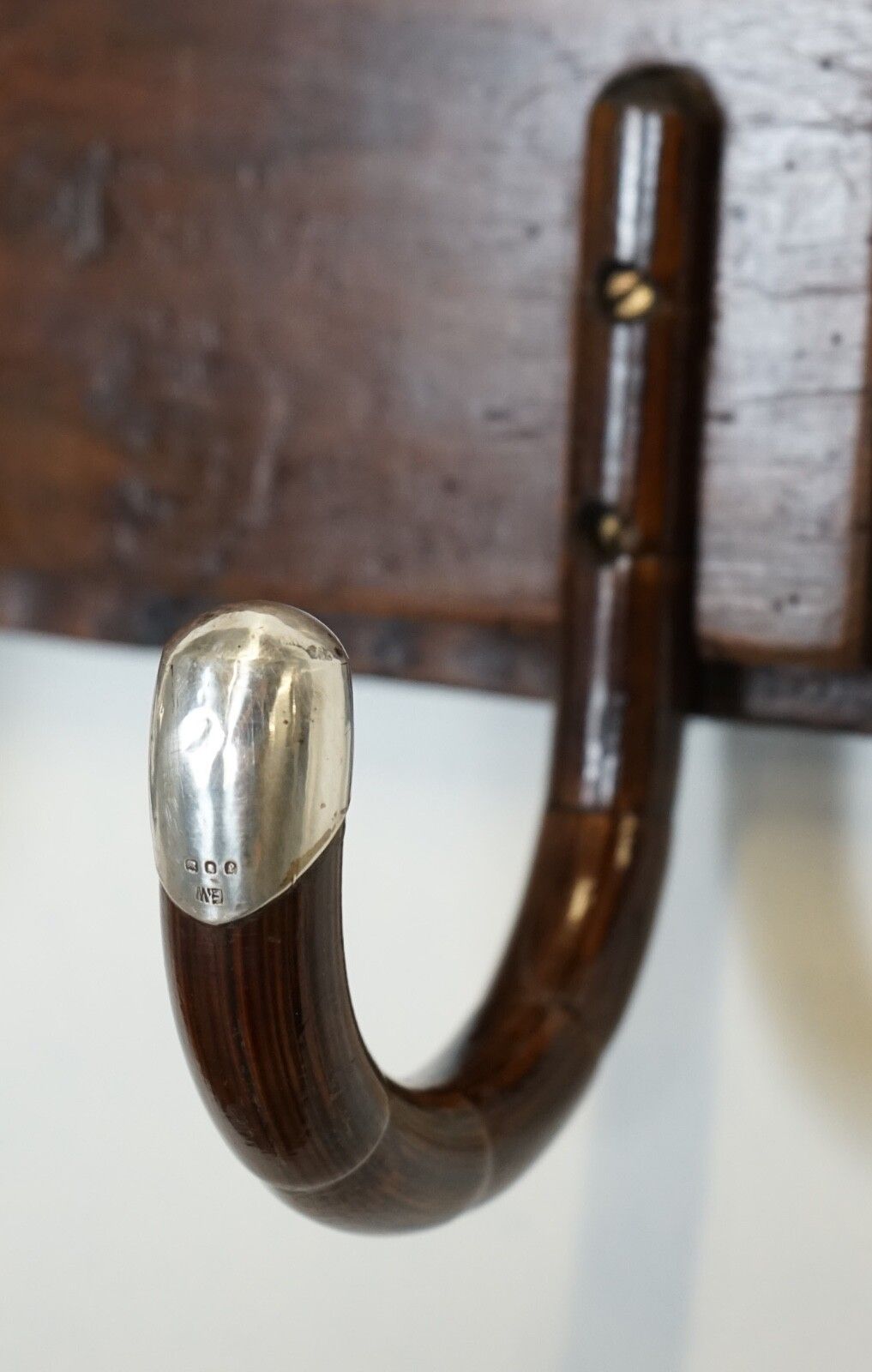 photo vinterior Rare Custom Made Art Deco 1920 Sterling Silver Mounted Hat Coat Wall Rack J1