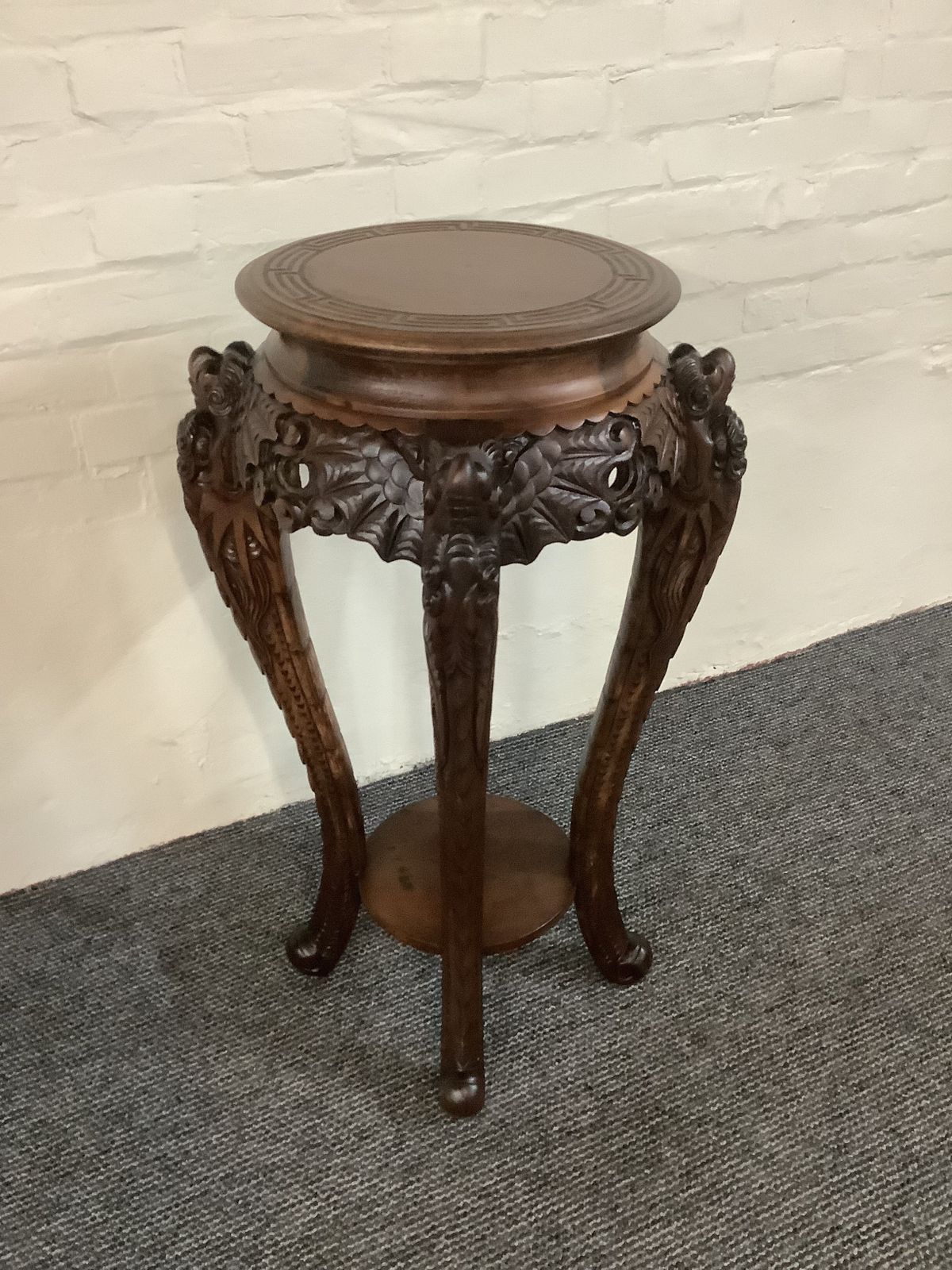 photo furniture 19th Century Chinese Carved Rosewood Jardiniere Plant Stand.