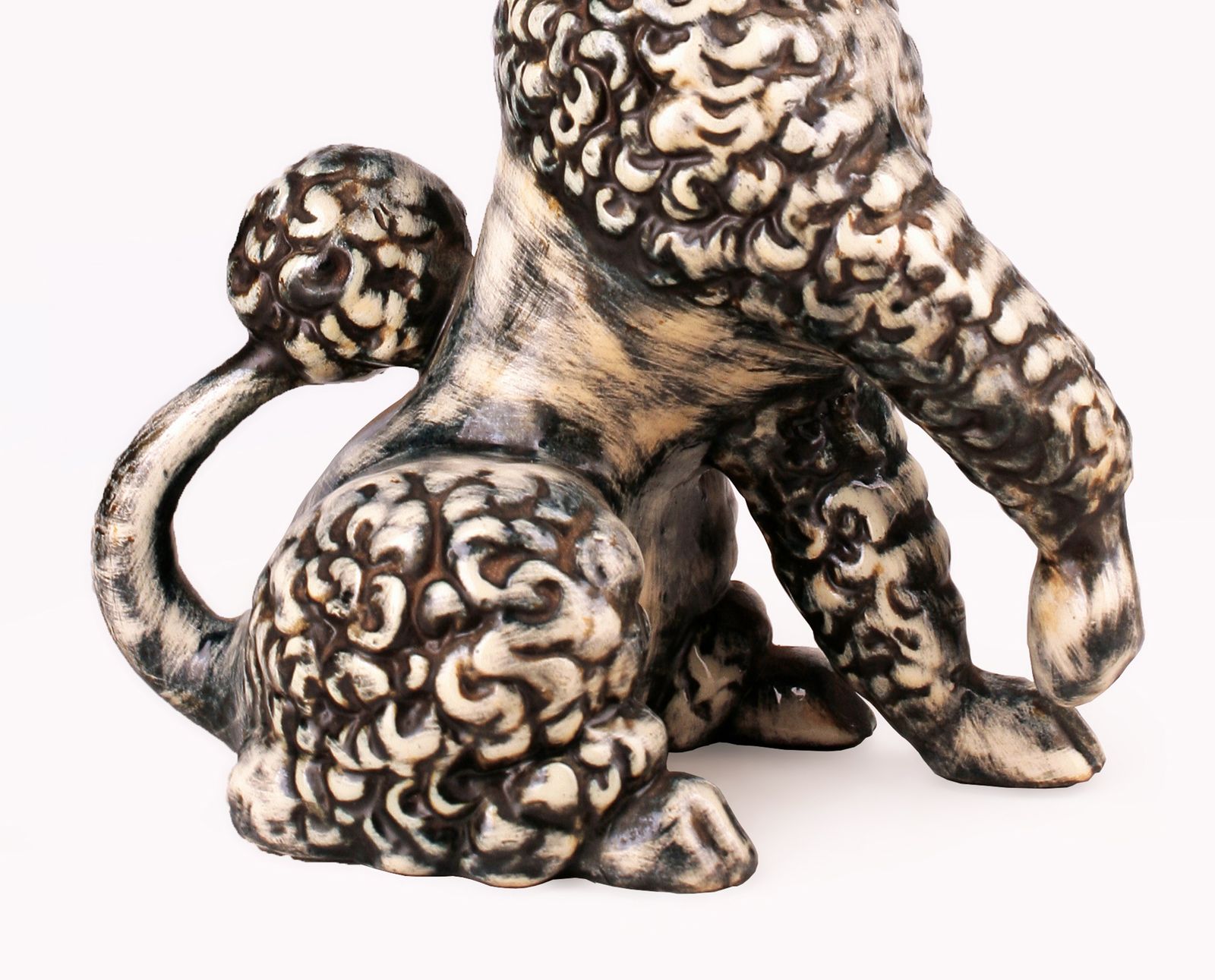 Mid 20th Century French Unglazed Hand Painted Ceramic Figurine Of A Poodle/Dog By Atelier Primavera Au Printemps photo buy