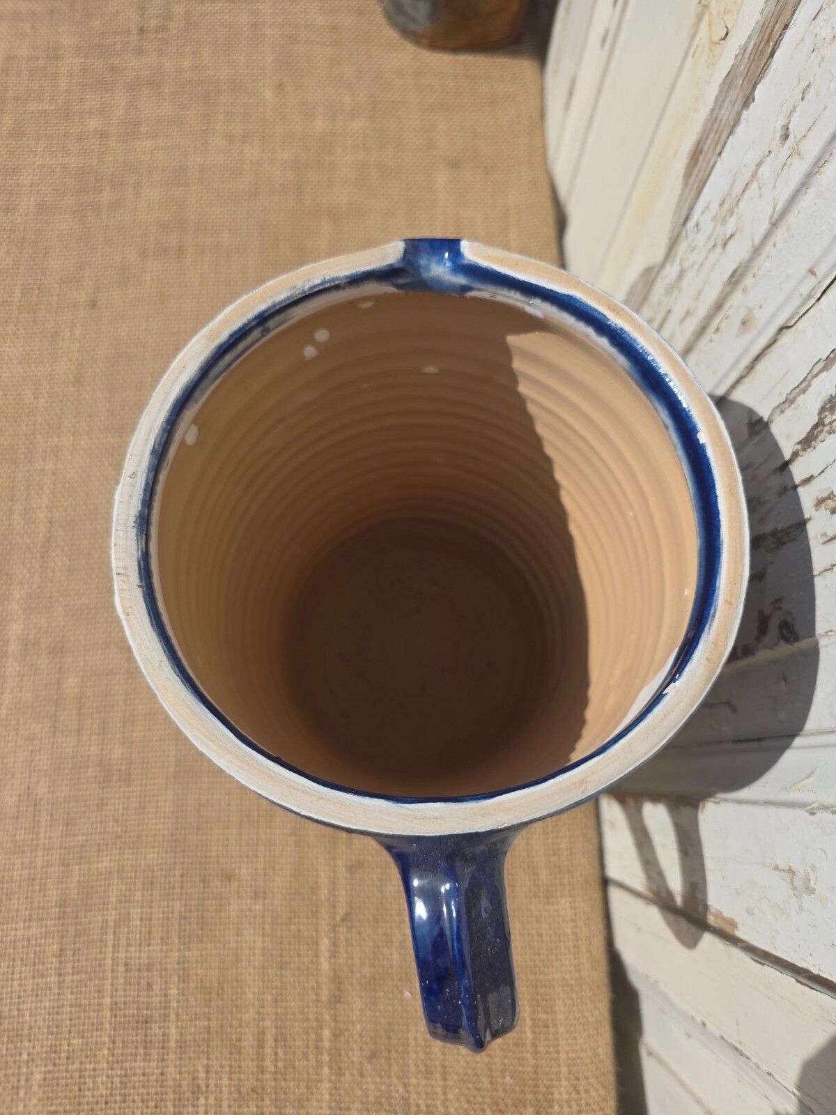 Rustic Hand Made Blue Glazed Clay Terracotta French Style Confit Pot photo vinterior