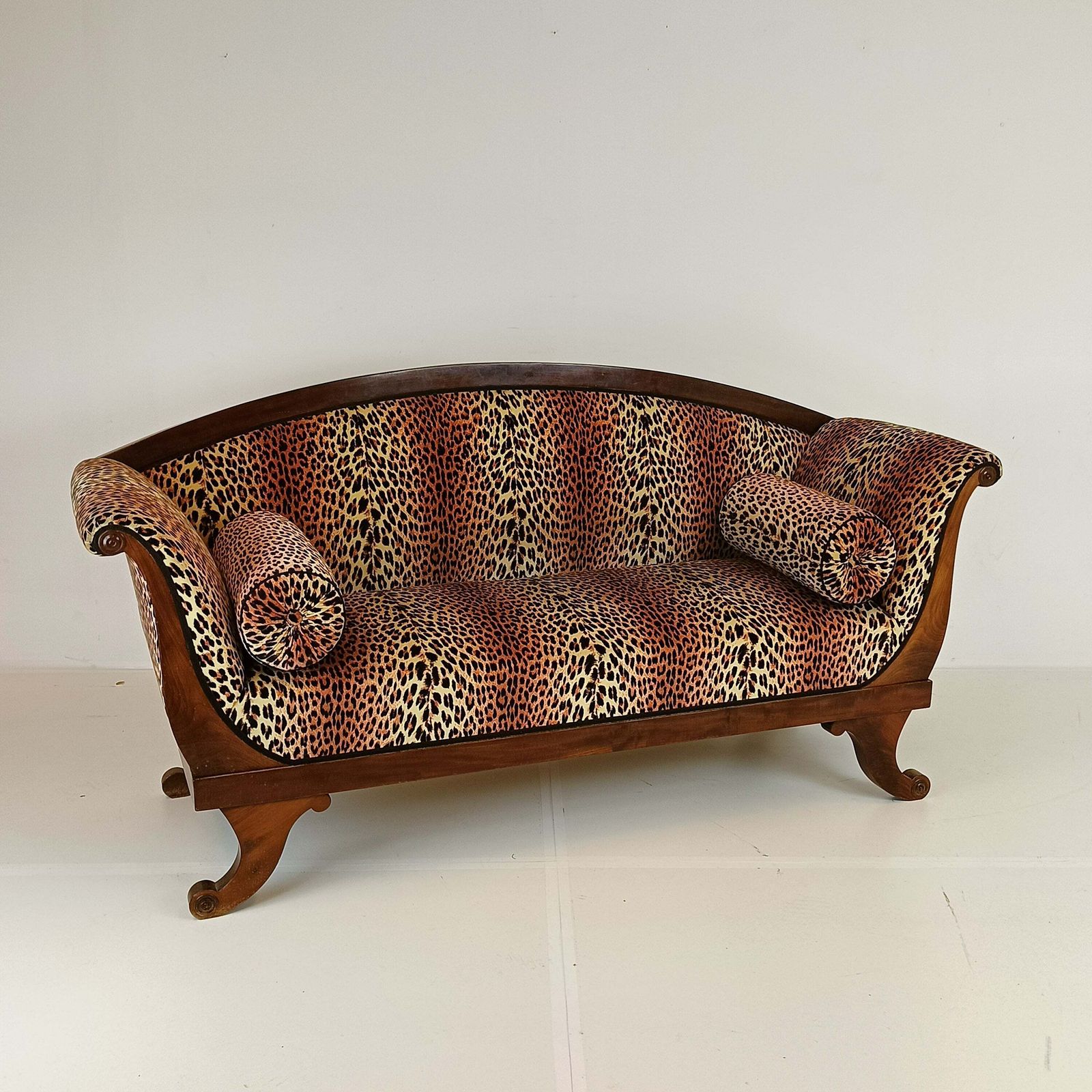 Biedermeyer Style Sofa In Leopard Trim photo vintage