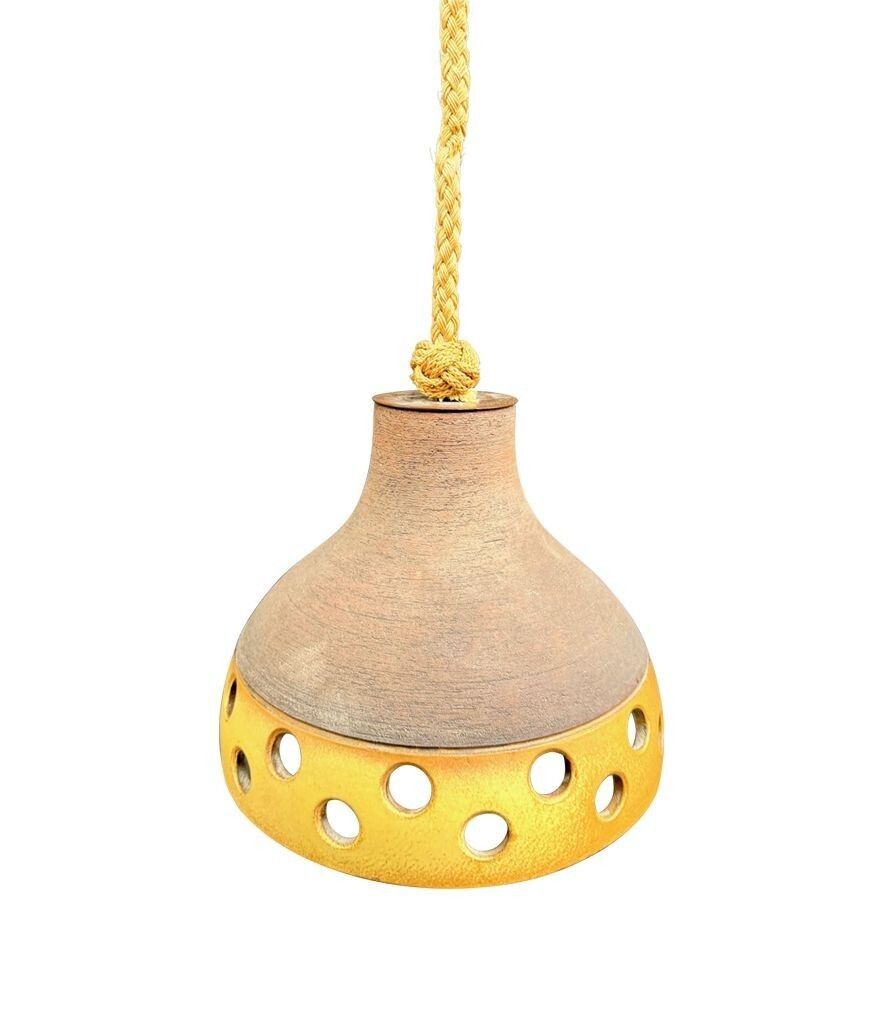 A Set Of Three 1960s French Glazed Ceramic Ceiling Lights Suspended From Thick Knotted Rope photo buy