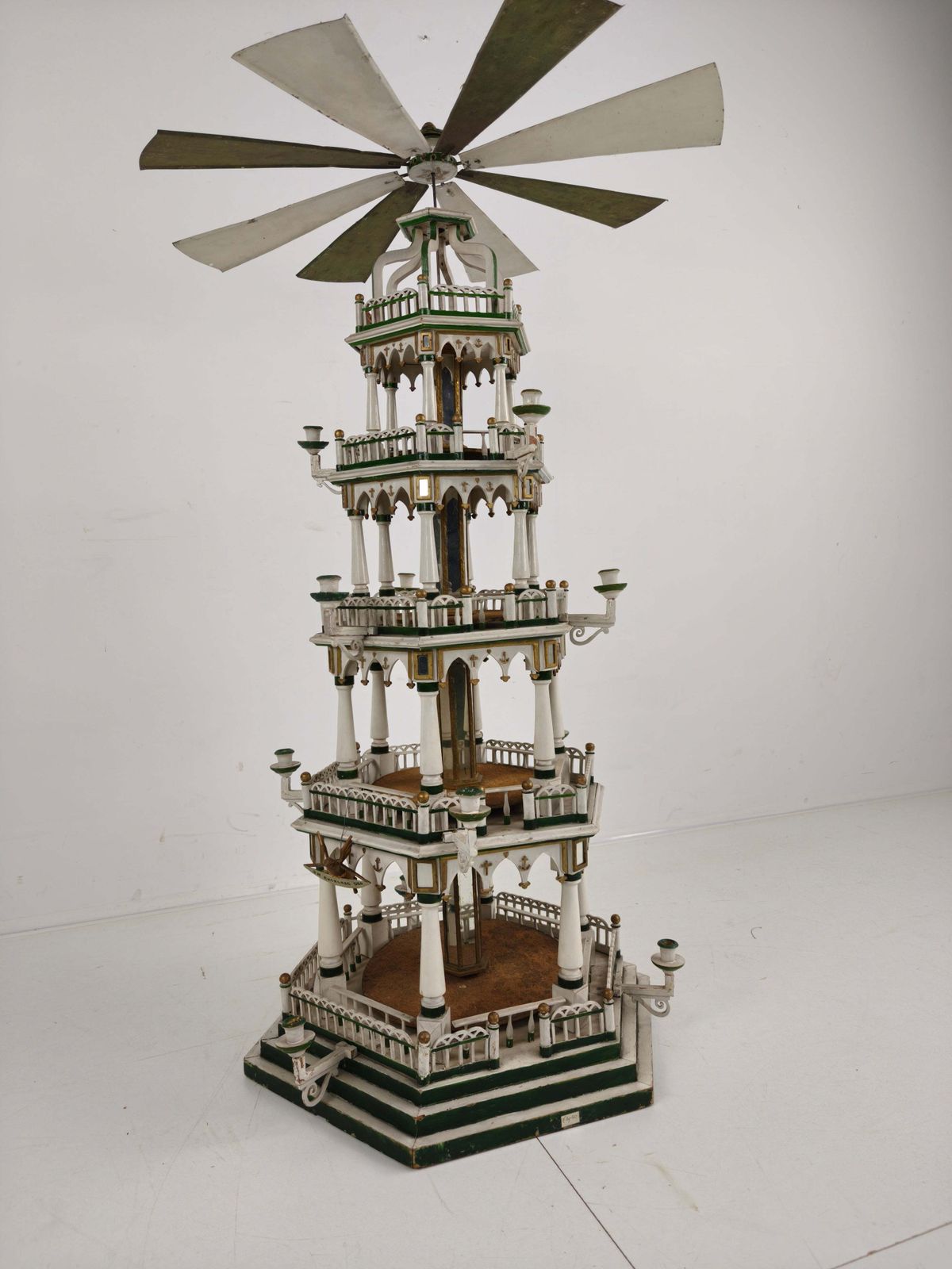 19th Century Handmade Christmas Pyramid – Rare And Beautiful German Folk Art Piece photo furniture