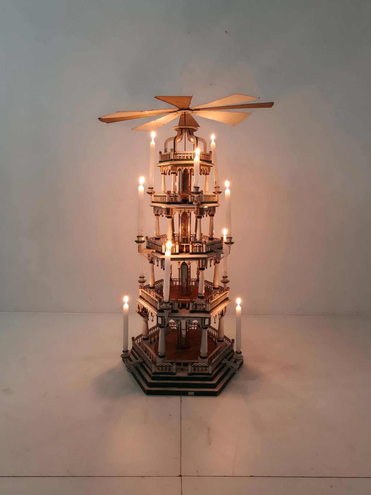 photo buy 19th Century Handmade Christmas Pyramid – Rare And Beautiful German Folk Art Piece