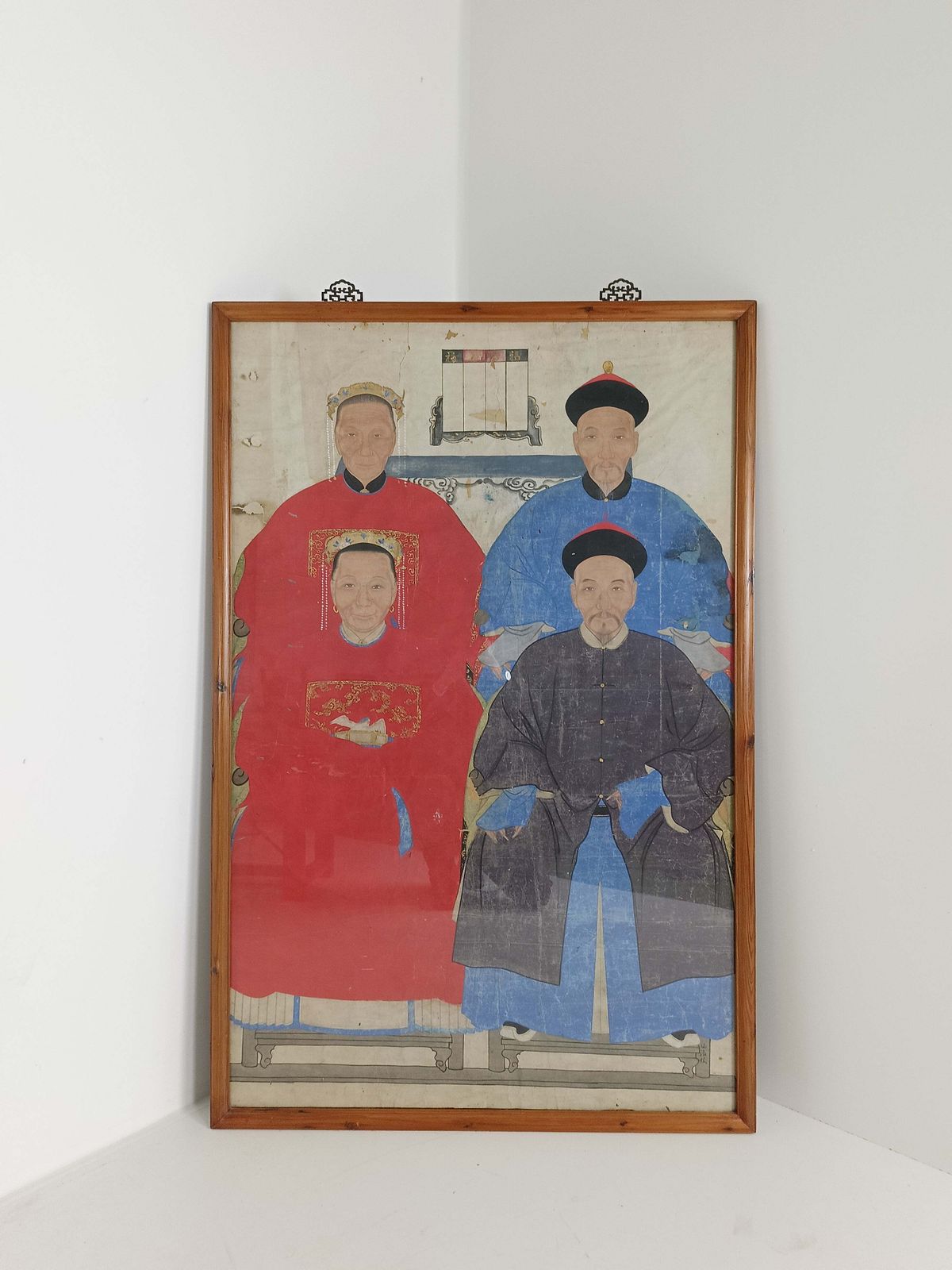 A Framed Chinese Ancestral Portrait Is A Traditional Hand Painted