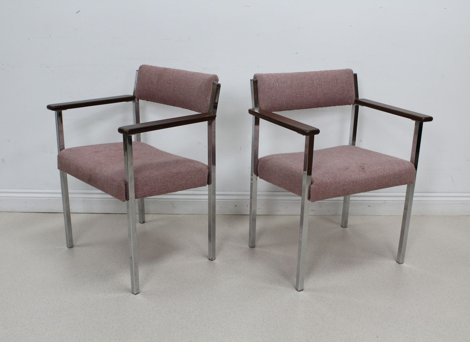 Set Of 2 Antocks Lairn Chrome And Teak Armchairs photo buy