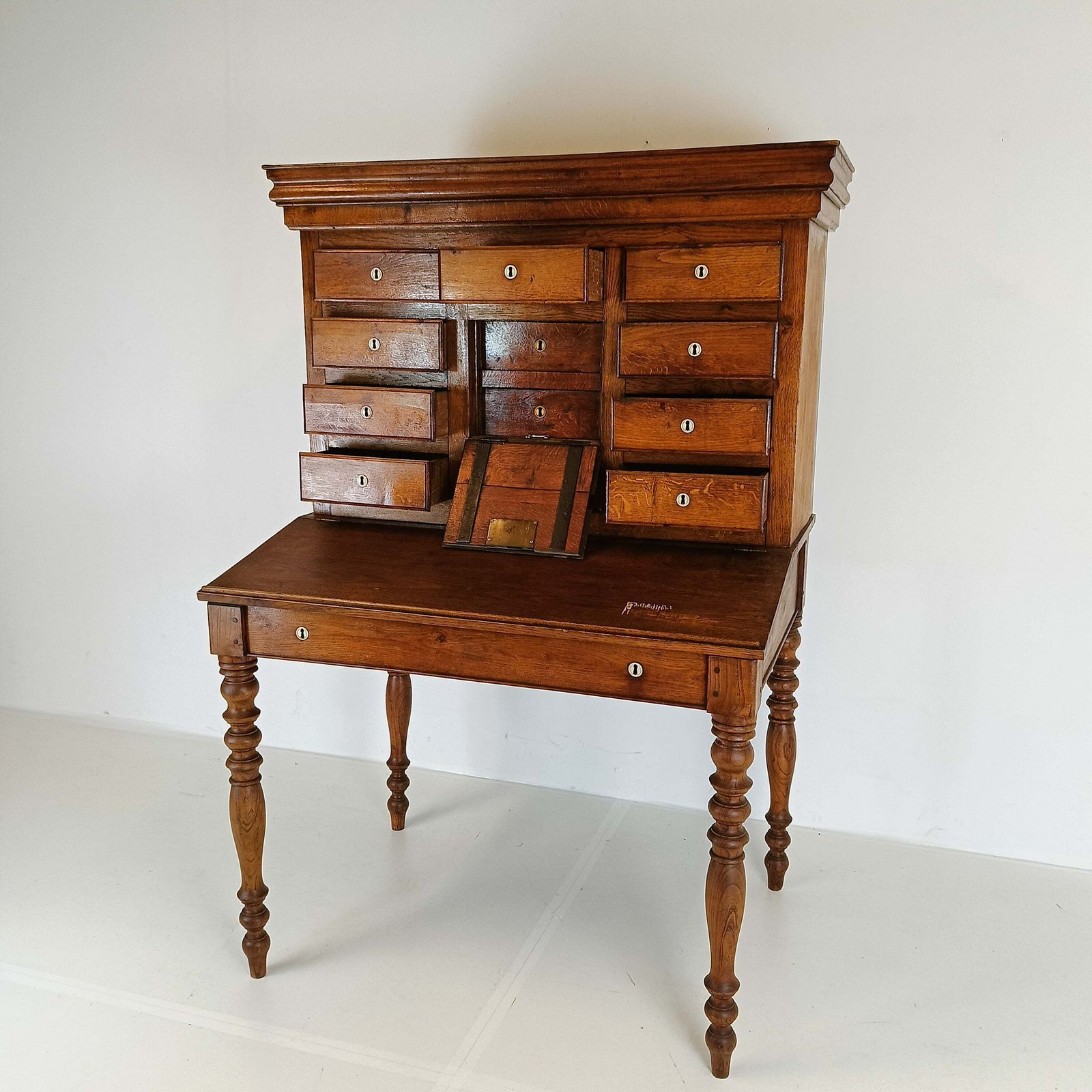 Stunning Antique One Of A Kind Notary Desk With Working Safe Bell photo vinterior
