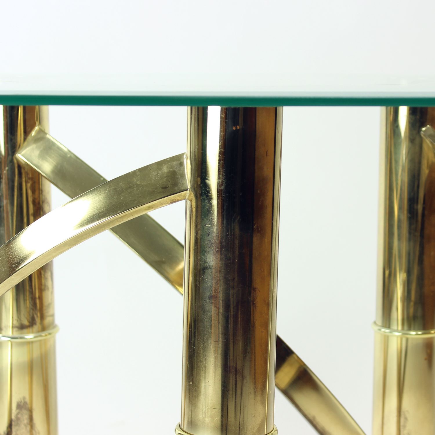 Swirl Coffee Table In Brass & Glass, Italy 1970s photo vinterior