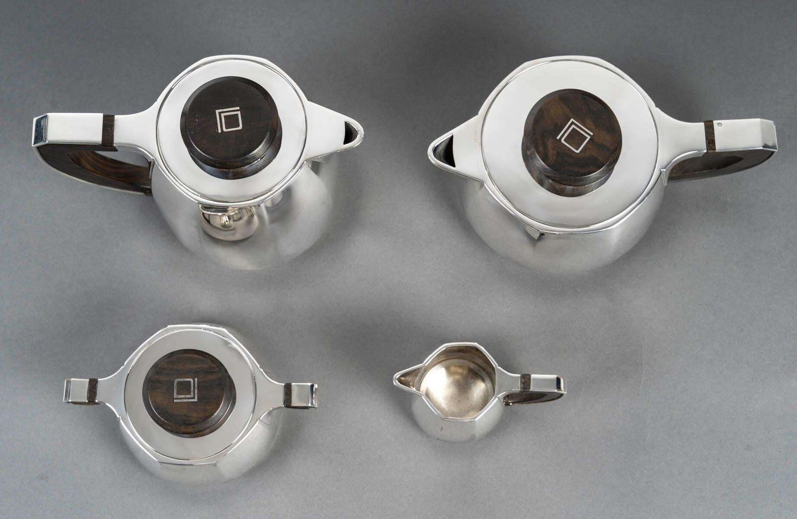 Jean E Puiforcat Tea And Coffee Set 4 Pieces Art Deco Silver Circa 1930 photo furniture