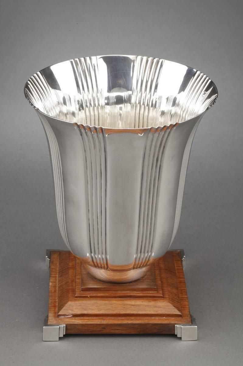 Goldsmith Lapparra   Vase In Sterling Silver Art Deco Period photo furniture