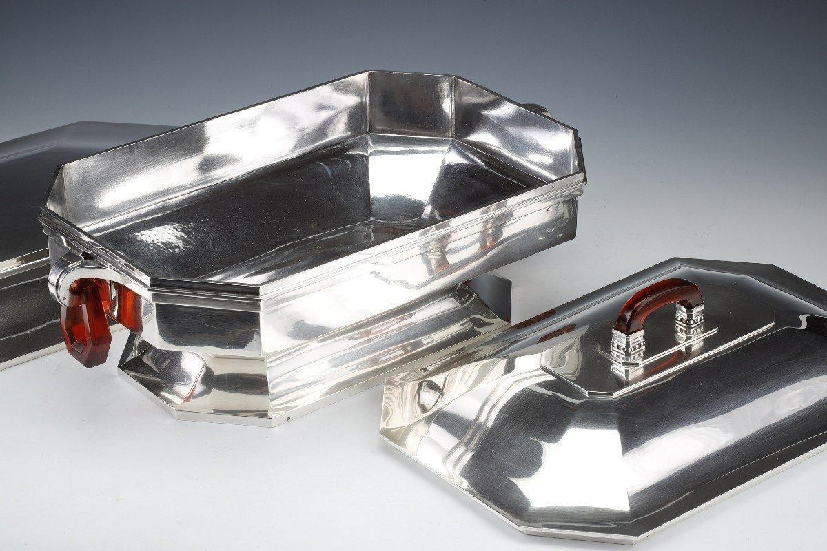 41158.0 Goldsmith Auguste Leroy   Centerpiece In Solid Silver Circa 1930 photo