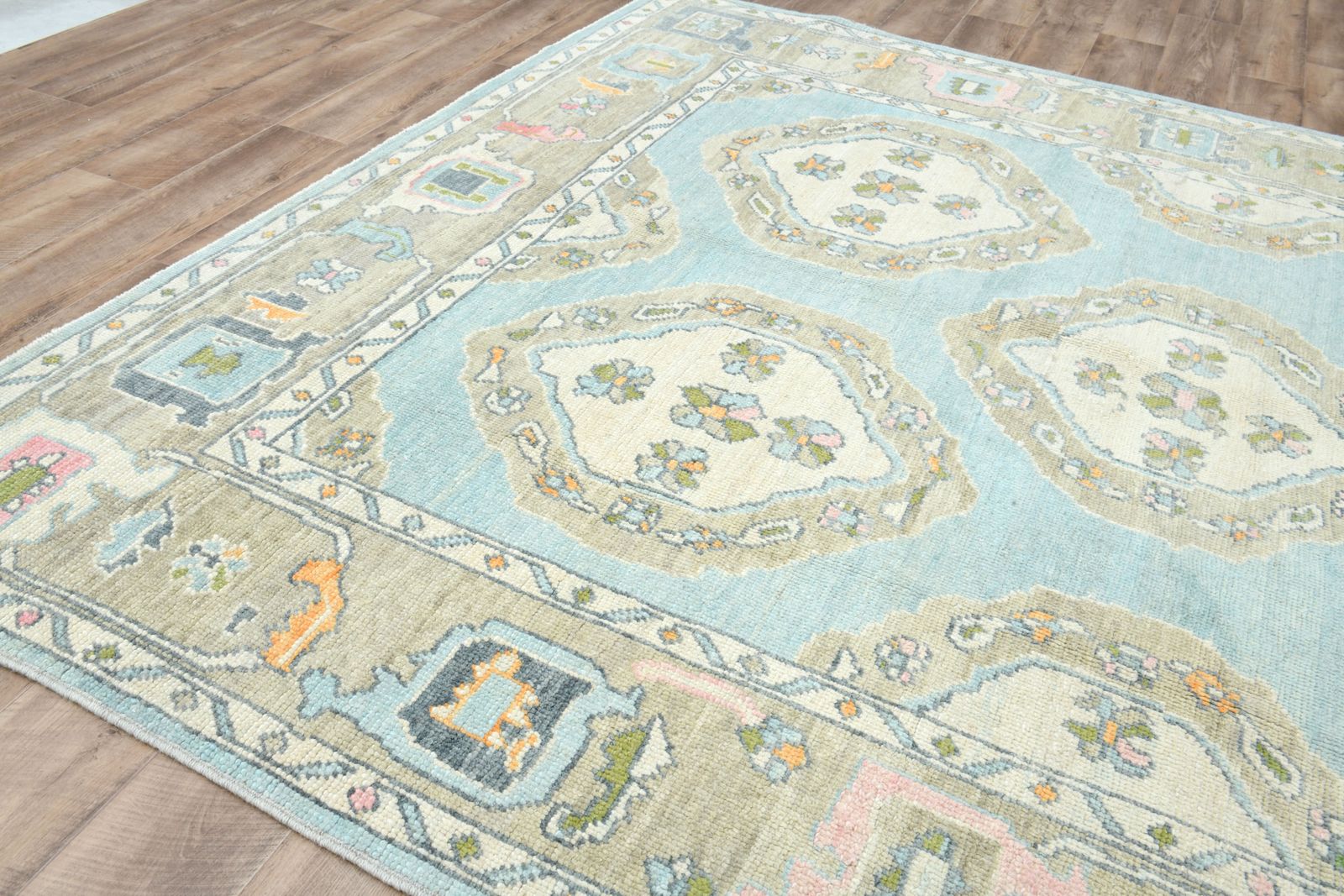 8x10, Original Handmade Oushak Area Rug, Luxury Rug, Vintage Area Rug, One Of A Kind, Soft Blue, Wool Rug photo buy