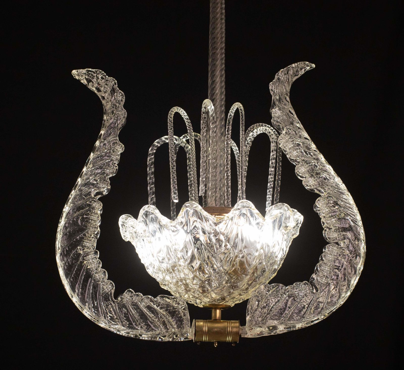 Set Of 3 Art Decò Fountain Chandelier By Barovier E Toso, Murano Glass, 1940 photo 3899.0
