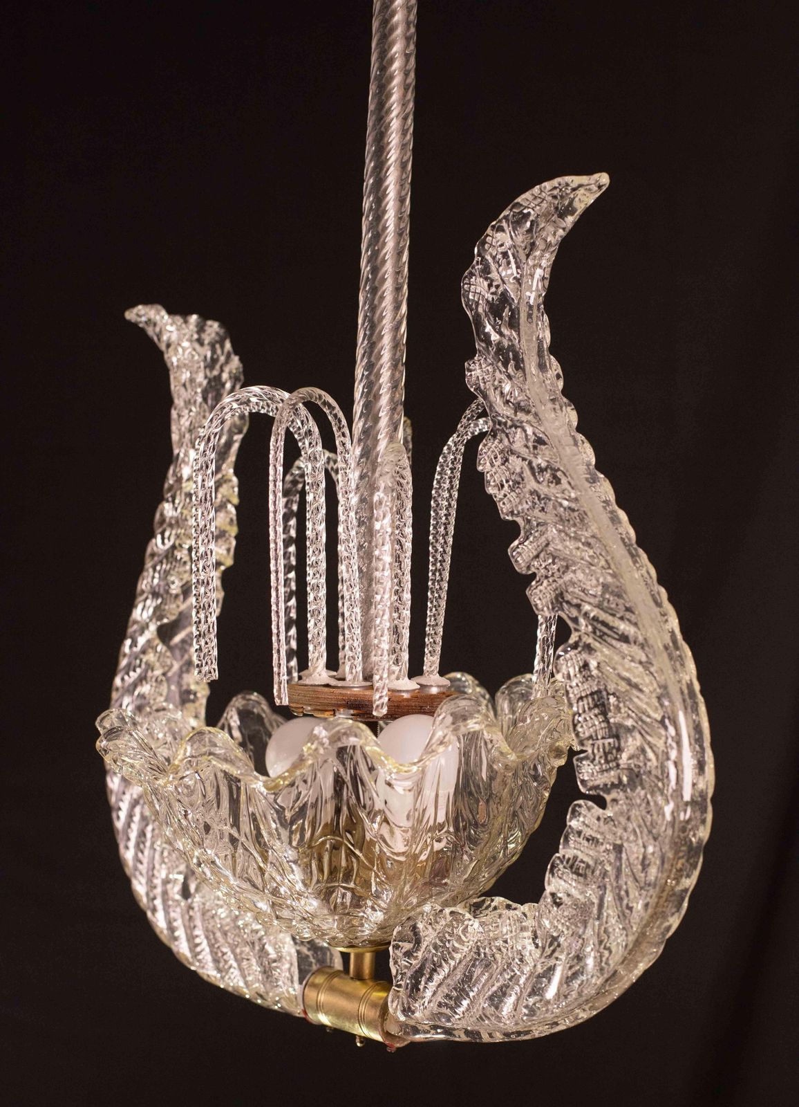 3899.0 Set Of 3 Art Decò Fountain Chandelier By Barovier E Toso, Murano Glass, 1940 photo