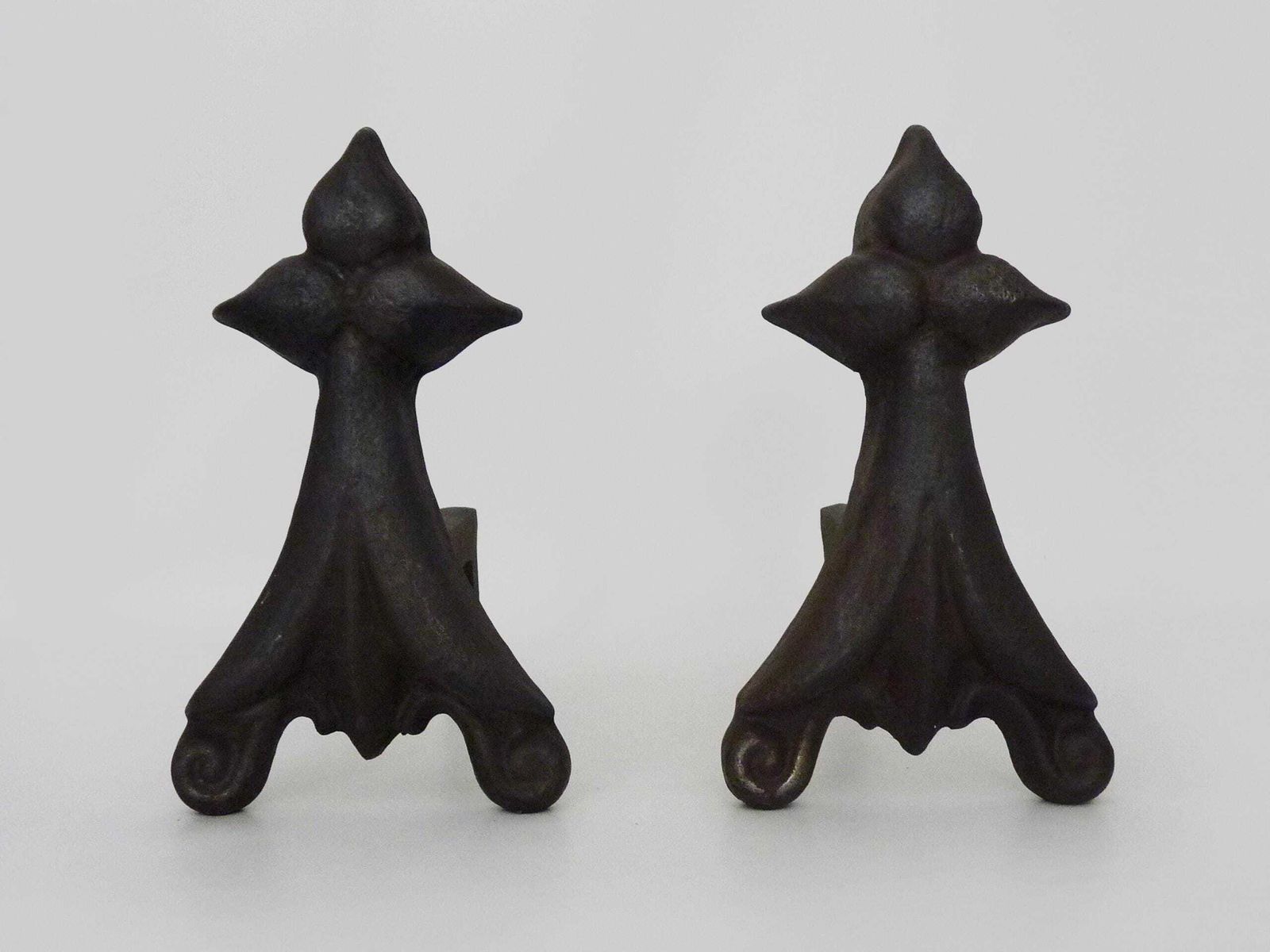 Pair Of Cast Iron Fireplace Andirons. France, 19th Century. photo furniture