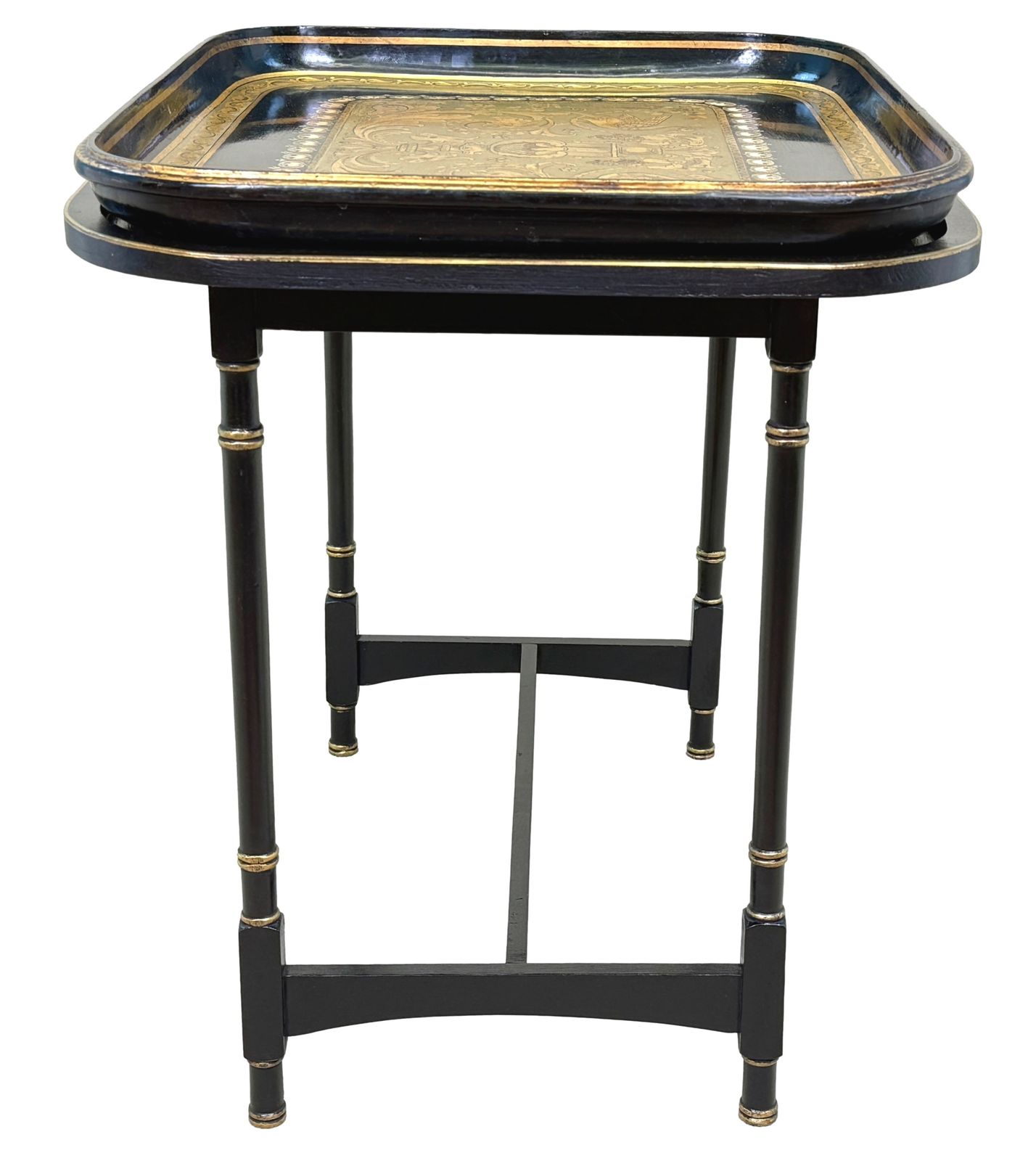 Fine 19th Century Papier Mache Tray On Stand (England, Dated 1875) photo buy