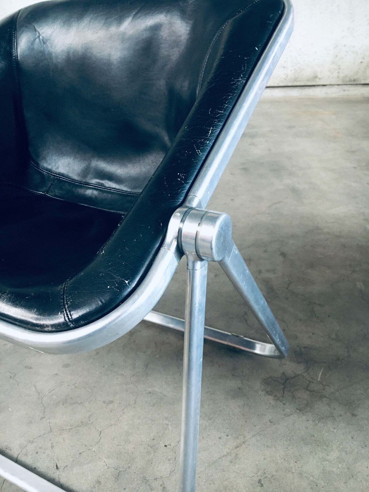 photo for sale Plona Leather Side Chair By Giancarlo Piretti For Castelli, 1970's Italy