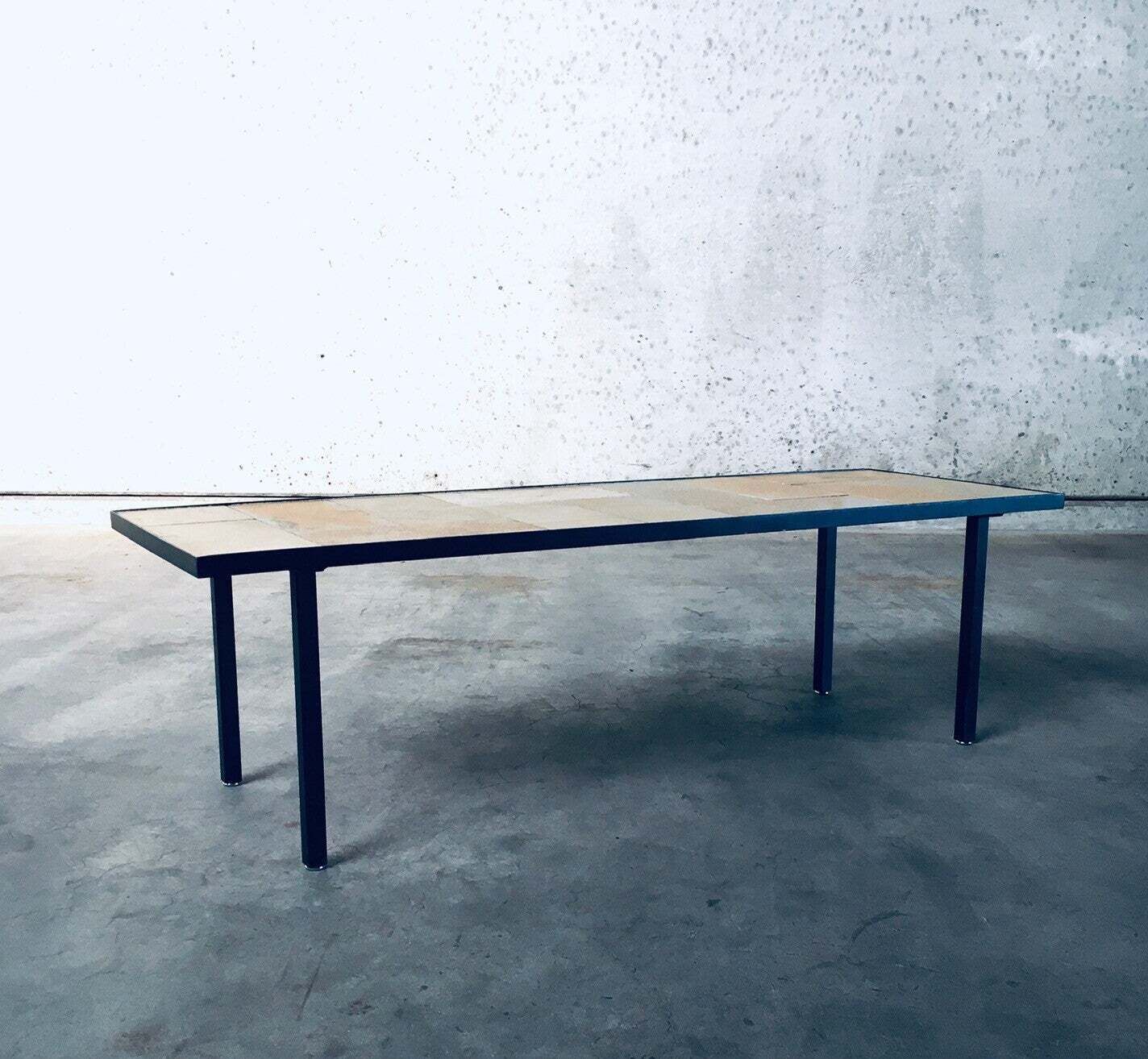 Midcentury Minimalist Design Ceramic Tile Coffee Table, France 1960's photo 2200.0