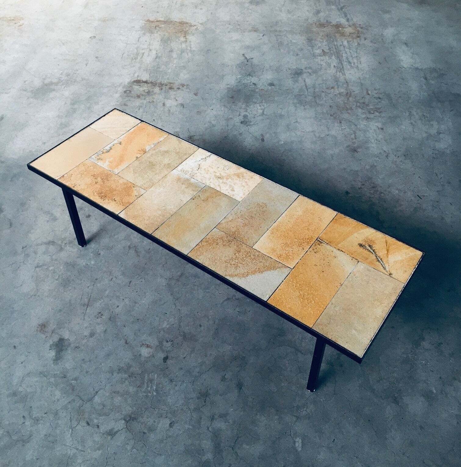 photo furniture Midcentury Minimalist Design Ceramic Tile Coffee Table, France 1960's