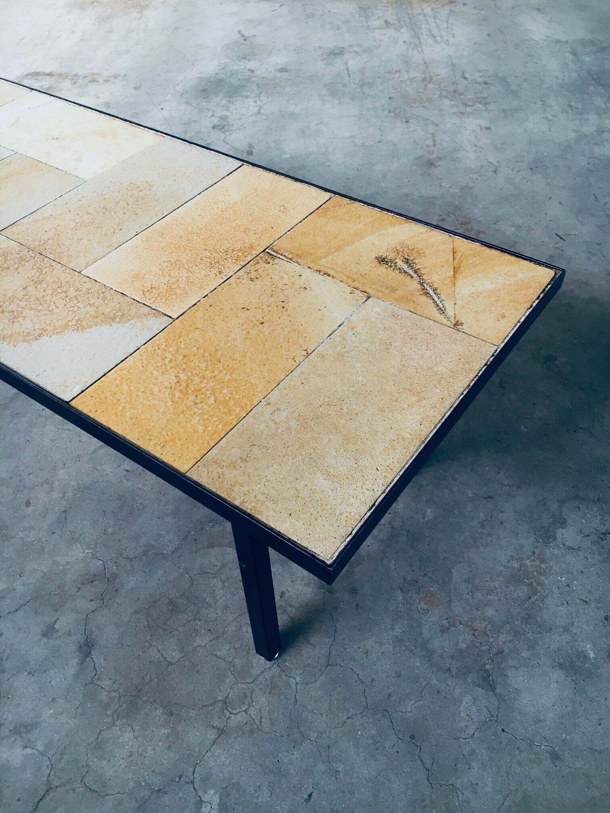 photo for sale Midcentury Minimalist Design Ceramic Tile Coffee Table, France 1960's
