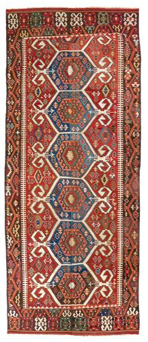 5.6x13.5 Ft Antique Anatolian Konya Kilim, Ca 1880, Flat Weave Rug