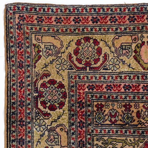 3.7x5.4 Ft Antique Silk Turkish Prayer Rug, Ca 1900. photo for sale