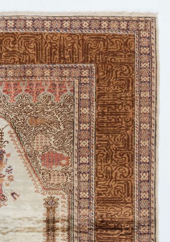 4x6 Ft Antique Turkish Art Silk Prayer Rug. Handmade Prayer Mat photo for sale