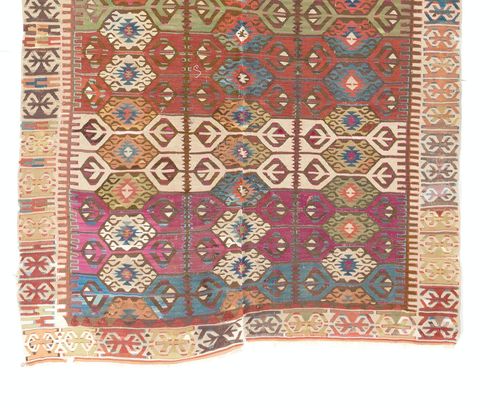 4.8x12.2 Ft Antique Turkish Konya Kilim Rug, Flat Weave Floor Covering, Ca 1890 photo Textiles