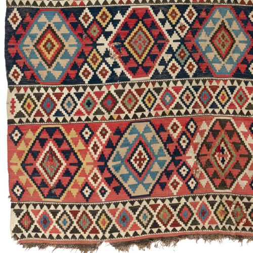 5.2x10 Ft Antique Caucasian Shirvan Kilim Rug, Ca 1870, 100% Wool & Natural Dyes photo Textiles