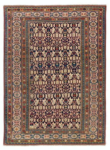 4.2x5.8 Ft Fine Antique Caucasian Kuba Konaghend Rug, Dated 1867