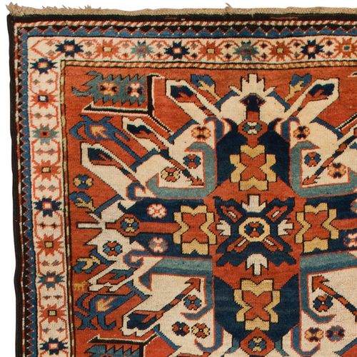 4.2x8.7 Ft Antique Sunburst Or Eagle Kazak Rug From Karabagh, Southern Caucasus photo for sale