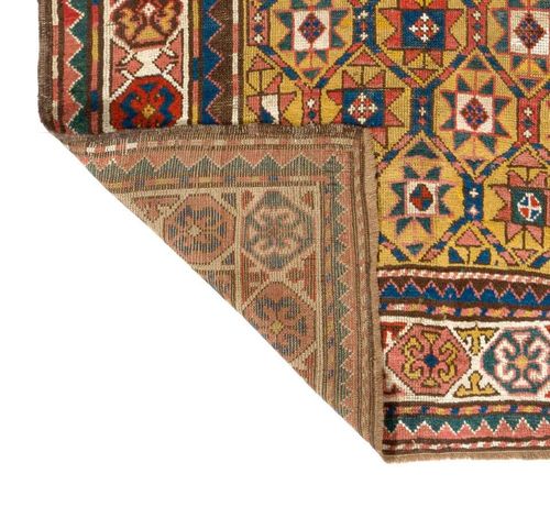 4x7 Ft Antique Caucasian Kazak Rug With Yellow Field. Circa 1880 photo 3150.0