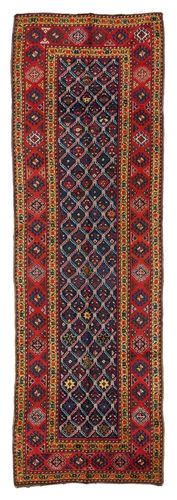 3.7x11.4 Ft Antique Caucasian Talish Runner Rug, Late 19th Century, All Wool