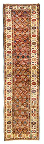 3x11 Ft Antique Caucasian Kuba Runner Rug, 19th Century. Excellent Condition