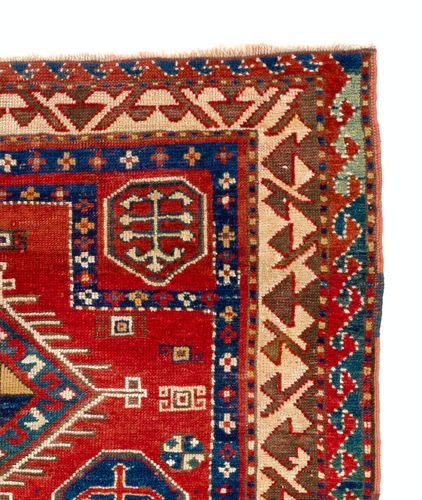 3.5x4 Ft Rare Antique Caucasian Borchalo Kazak Prayer Rug, Circa 1875 photo for sale