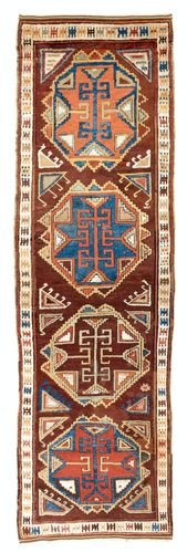 3.7x11.7 Ft Antique Hand Knotted Anatolian Konya Karapinar Runner Rug