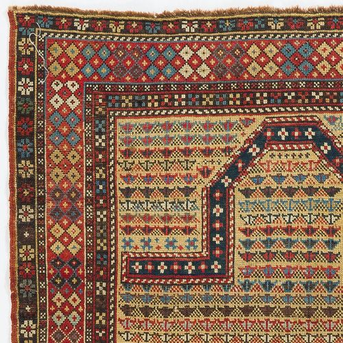 3.5x5 Ft Antique Caucasian Shirvan Prayer Rug, Rare Yellow Ground, Ca 1875 photo 3030.0