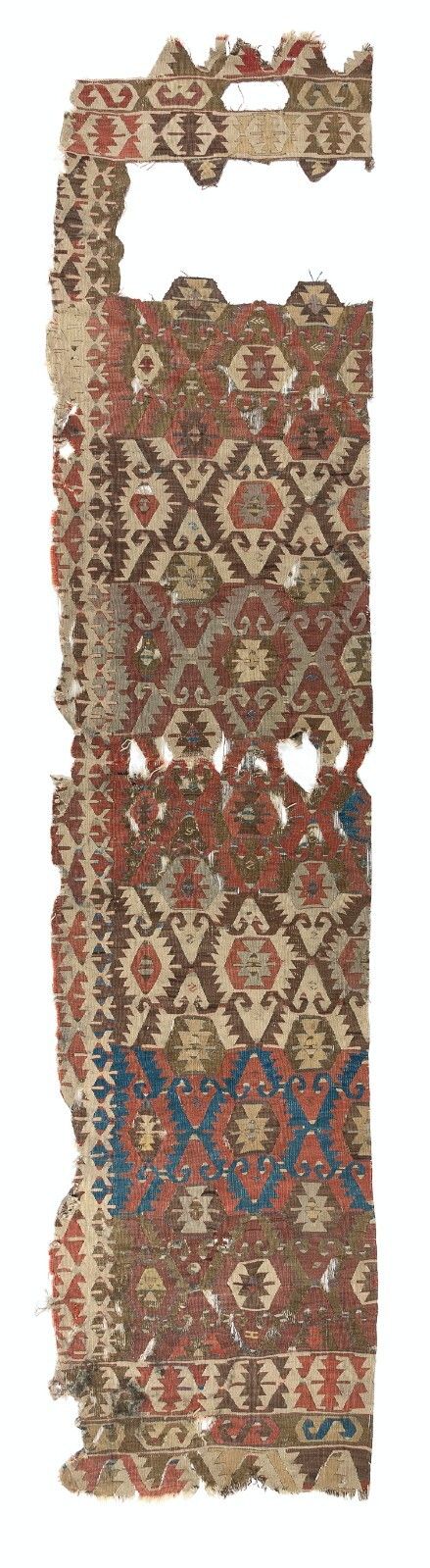 2.8x12.3 Ft Antique Anatolian Sivrihisar Kilim Fragment, 18th Century