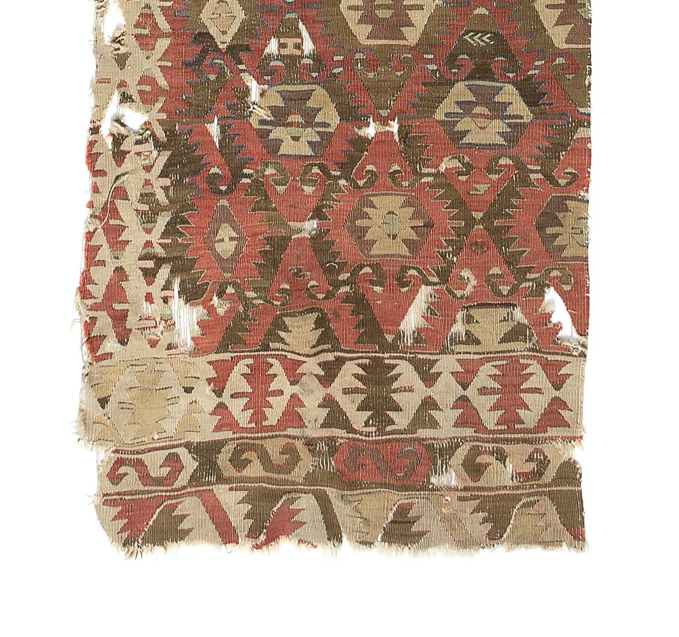 2.5x12 Ft Antique Anatolian Kilim Fragment, 18th Century photo 390.0