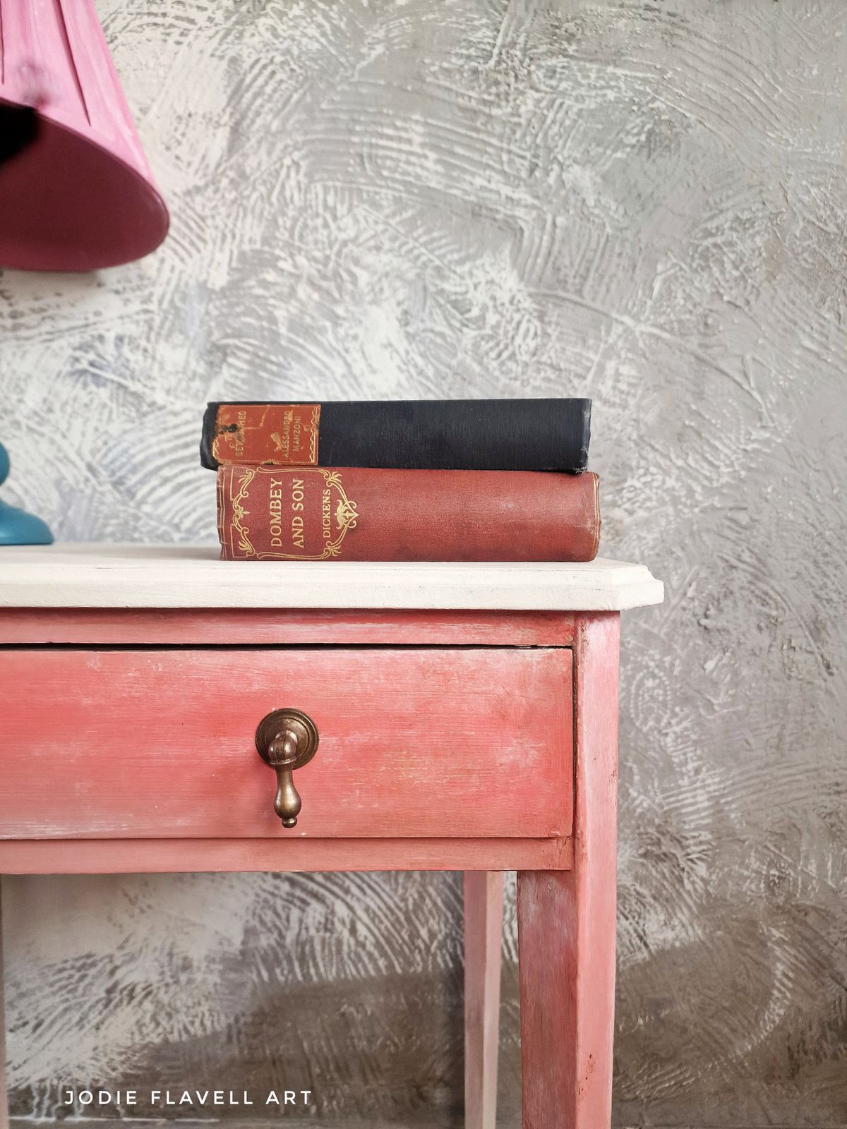 Side Table   Hand Painted   Pink   Romantic   Vintage   Hallway   Bedroom photo for sale