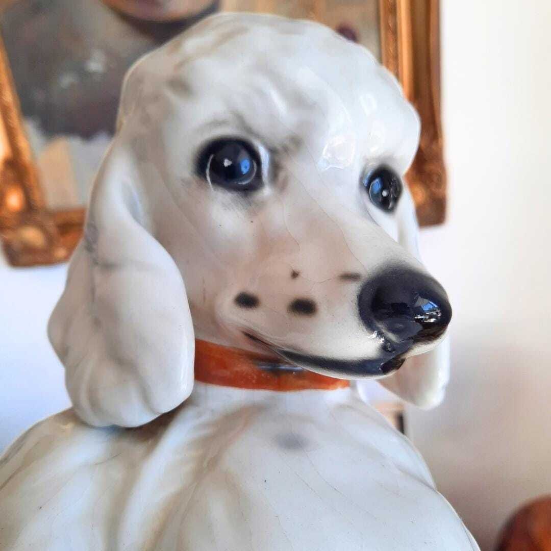 Large Mid Century British White Poodle Dog Standing 13.5 Inches Tall photo furniture