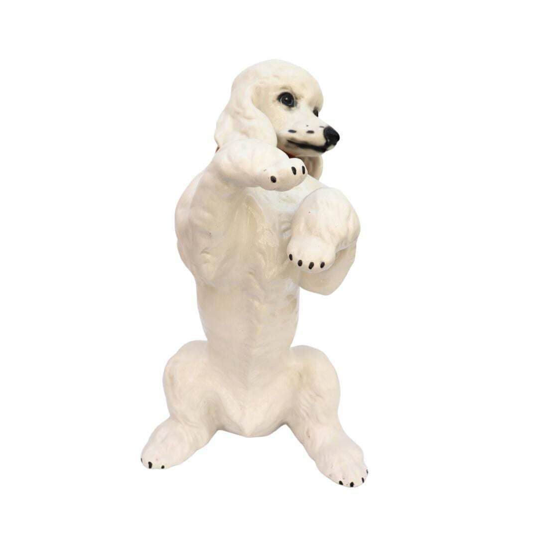 Large Mid Century British White Poodle Dog Standing 13.5 Inches Tall photo vinterior