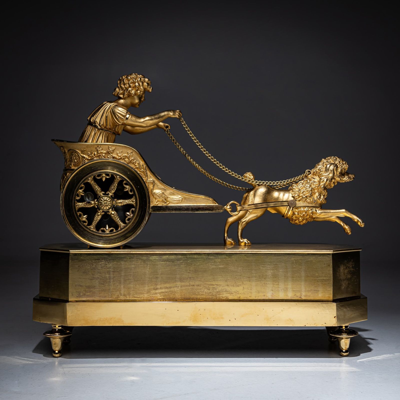 Empire Mantel Clock With Putto In Chariot, Signed Thiery à Paris, Early 19th Century photo vinterior