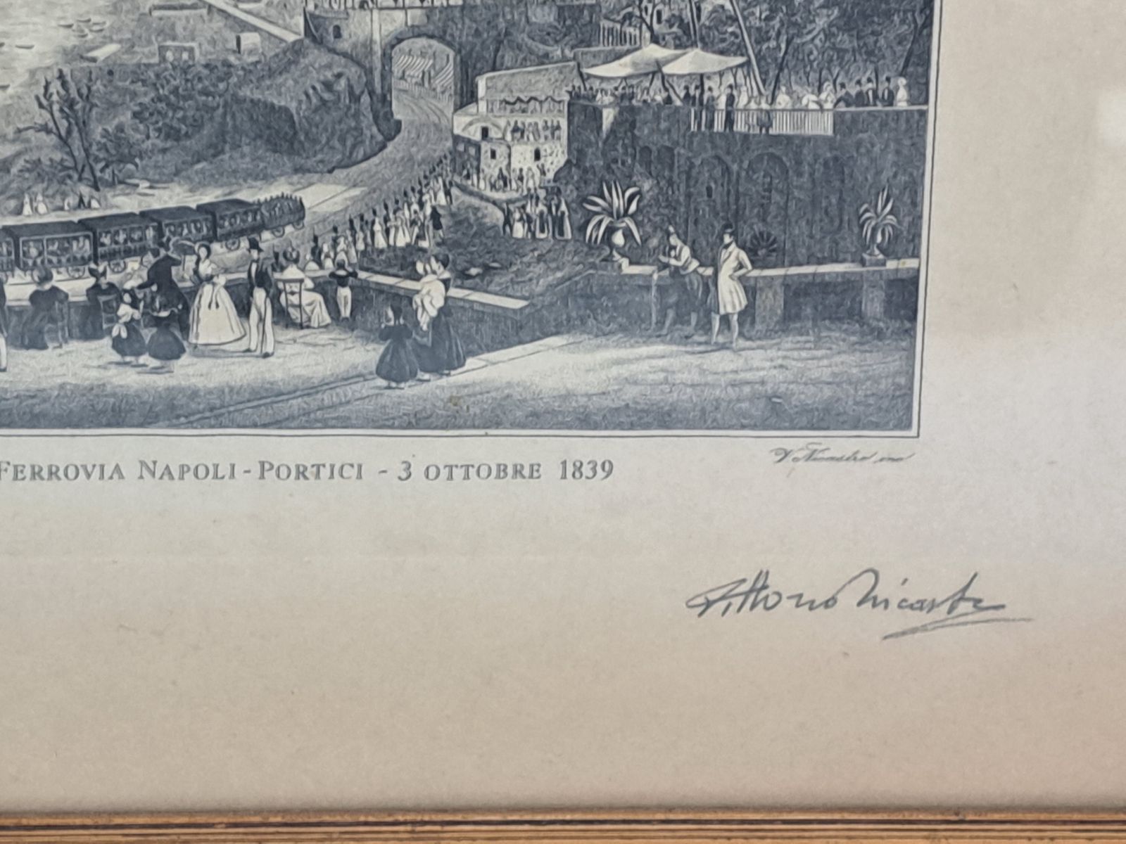 Railway Inauguration Neaples Portici Etching Print From Original 1839 Gouache photo for sale