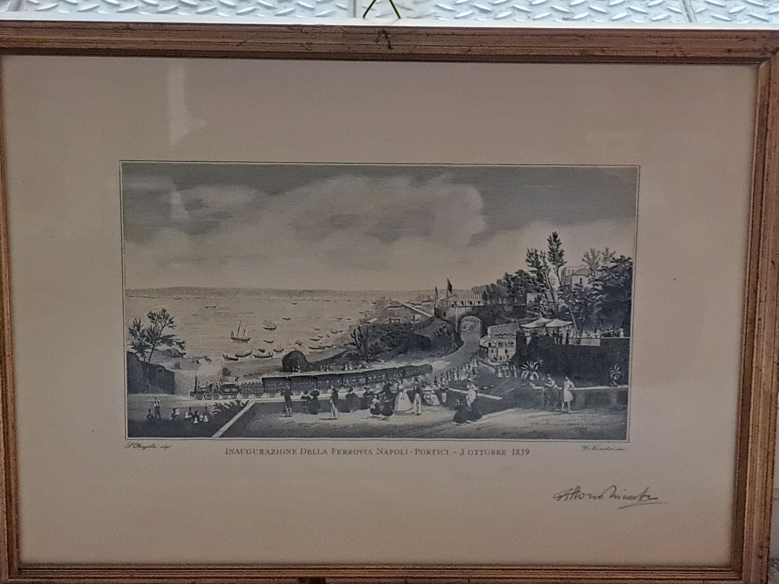 Railway Inauguration Neaples Portici Etching Print From Original 1839 Gouache photo buy