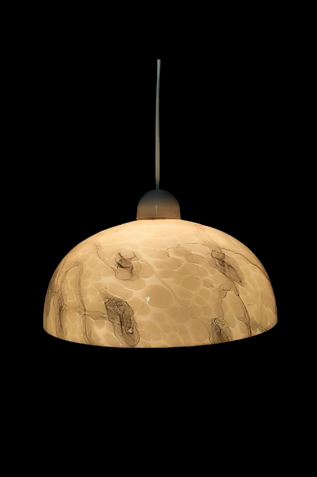 Art Deco Pendant Light Beige Marble Like Glass With Inner White Opaline Glass Layer Rare, Unique France 1930s photo for sale