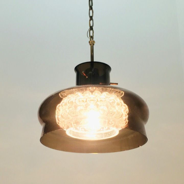 Large Mid Century Scandinavian Glass & Brass Ceiling Light "Neptune" Model By Carl Fagerlund For Orrefors, Sweden, 1960s photo 400.0